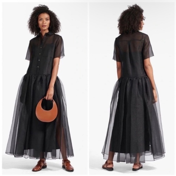 Staud Riley Organza Maxi Dress Black NWT - Picture 2 of 9